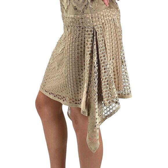 NEW Anna Sui Dress Drop Waist Sleeveless Crochet/Lace Handkerchief Hem | Size 2 - Picture 8 of 14